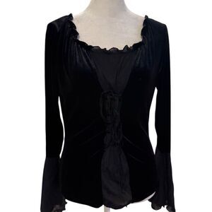 Vintage 90’s black velvet witchy goth top size medium